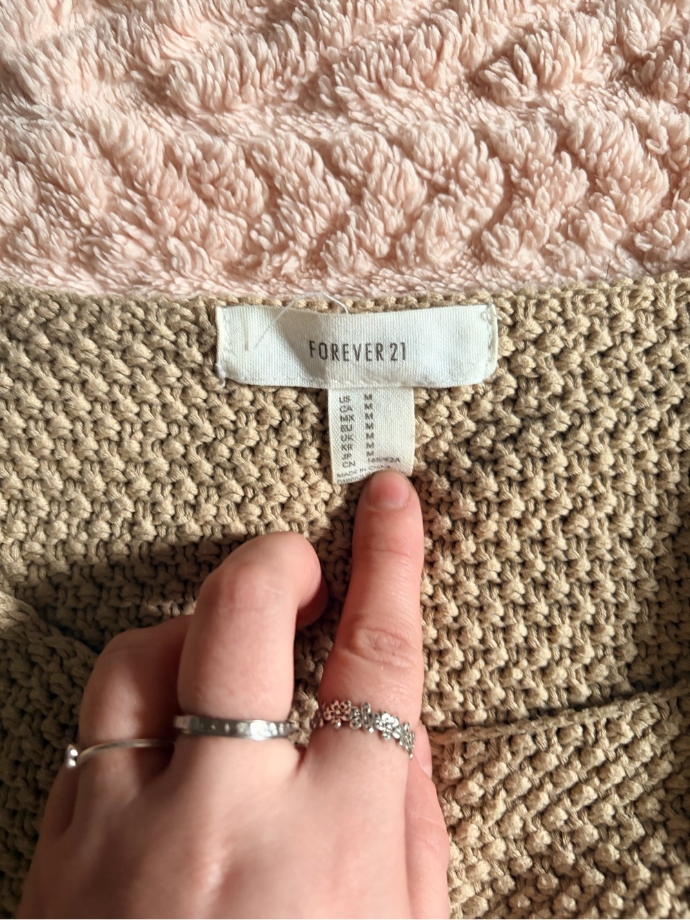 Forever 21 Cropped Cable & Textured Knit Crewneck Sweater - Beige - Picture 3 of 5